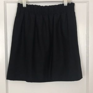 J Crew Wool Pleated Black Mini Skirt